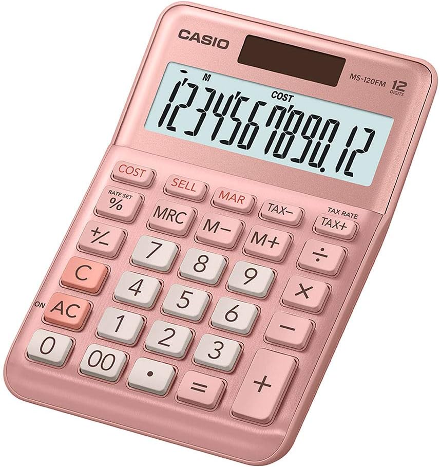 CASIO Digital Mini Desktop Calculator - Pink MS-120FM-PK-W-DP(PH)