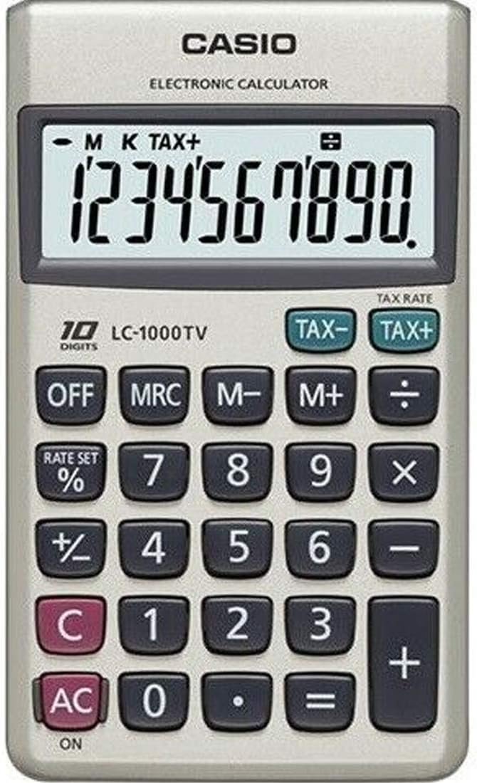 CASIO Portable Calculator C-1000TV-W-DP