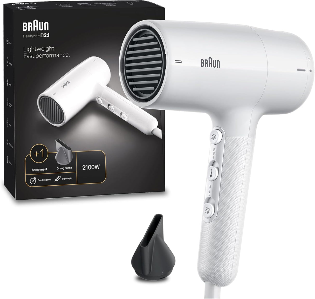 BRAUN Ion White Lightweight Hair Dryer HD2.26