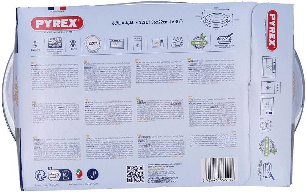 PYREX Rectangular Casserole 6.7L 466A