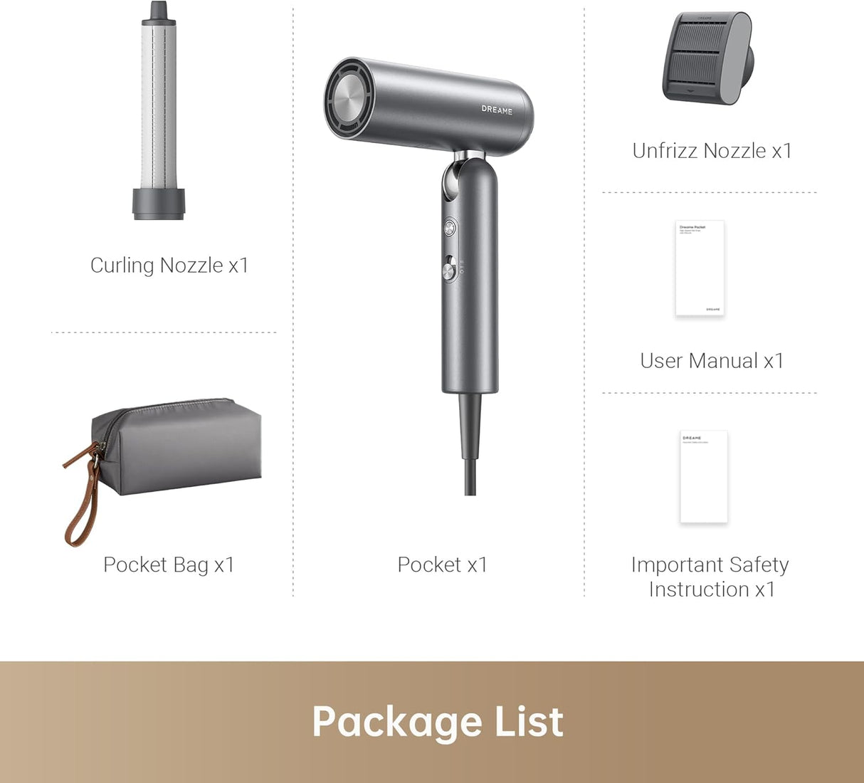 DREAME Pocket Grey Hair Dryer