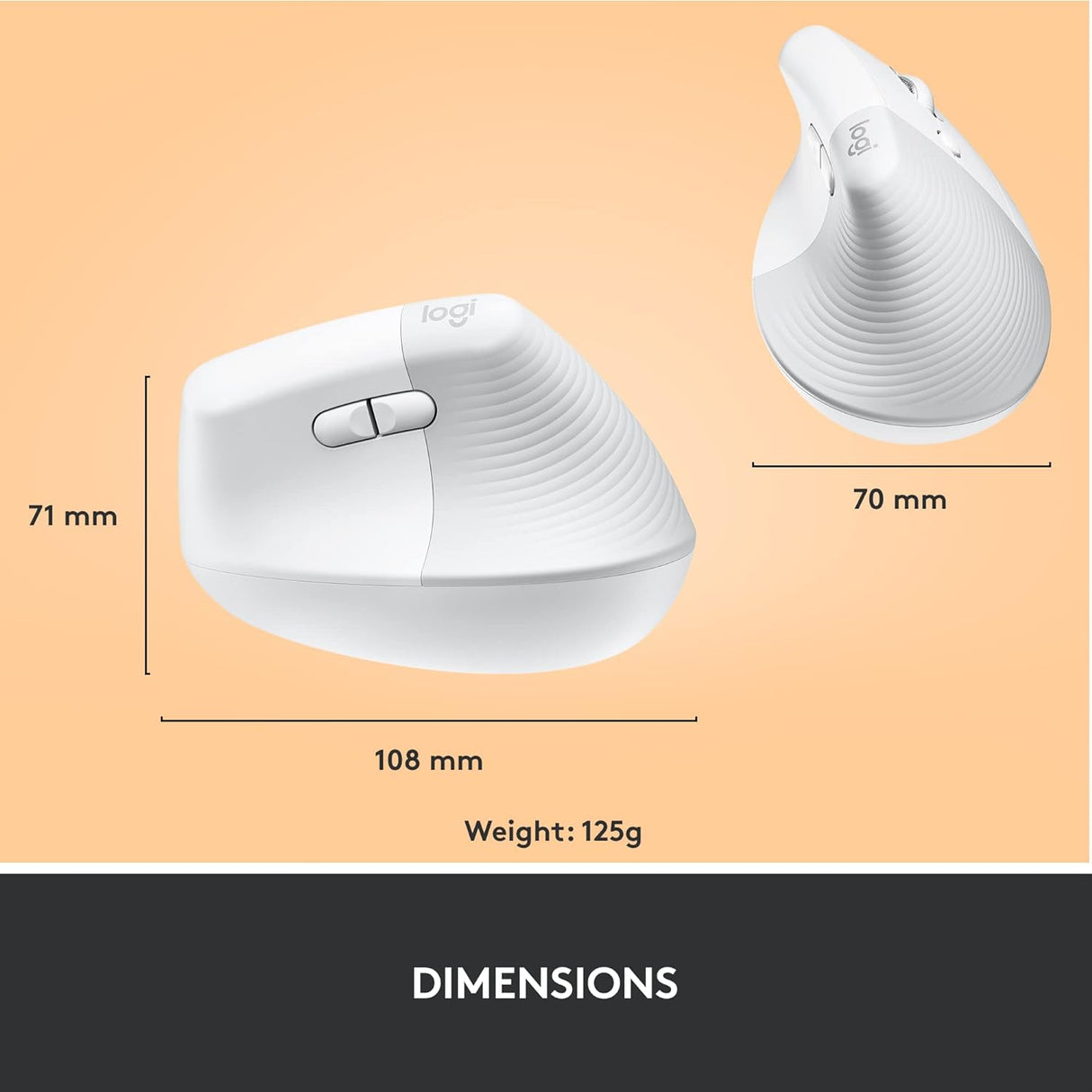 LOGITECH Lift Vertical Ergonomic Mouse White 910-006475