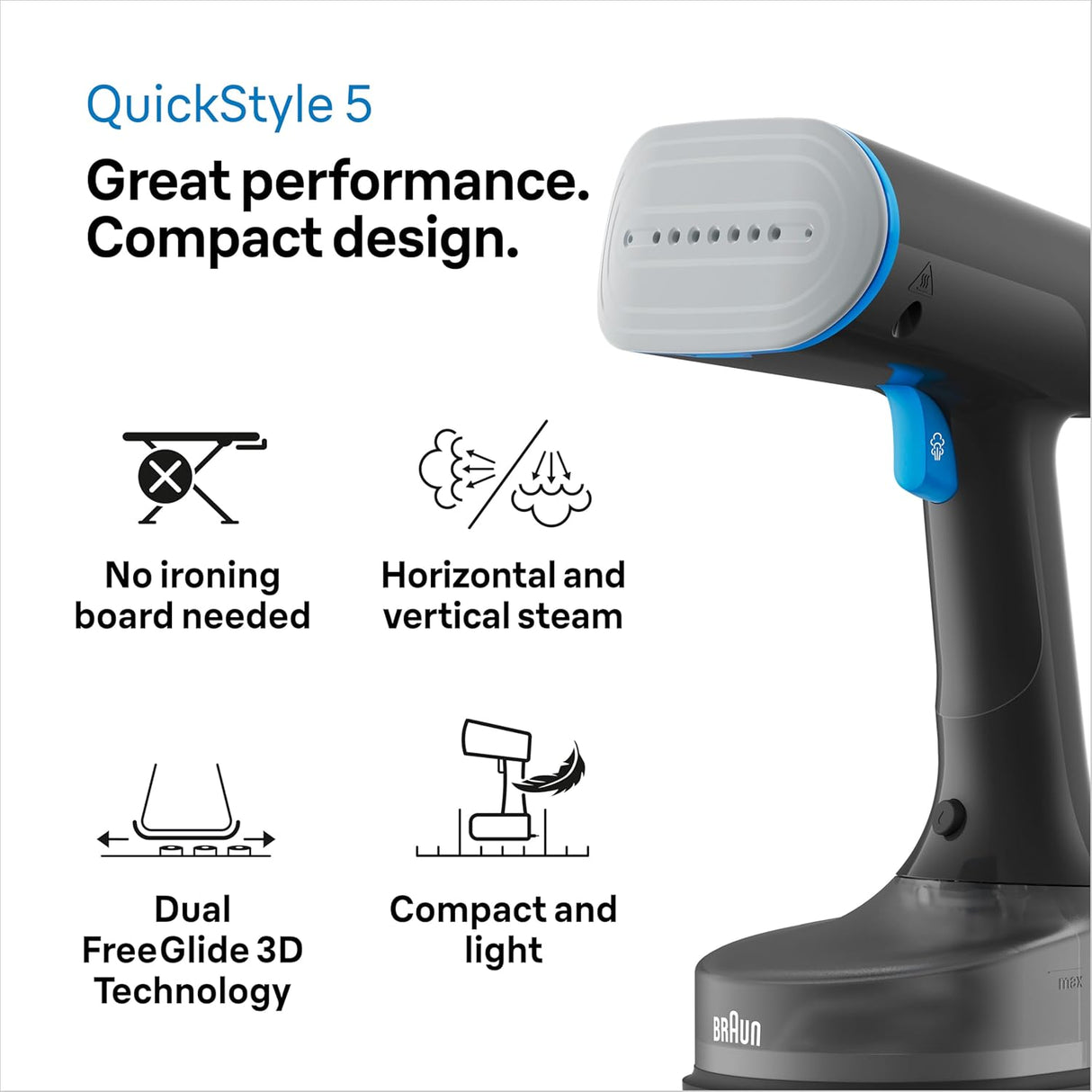 BRAUN QuickStyle 5 Garment Steamer GS5031 Black/Blue