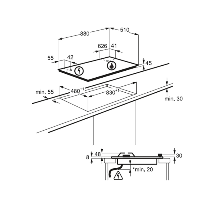ELECTROLUX Gas Hob KGV9539IK 90CM