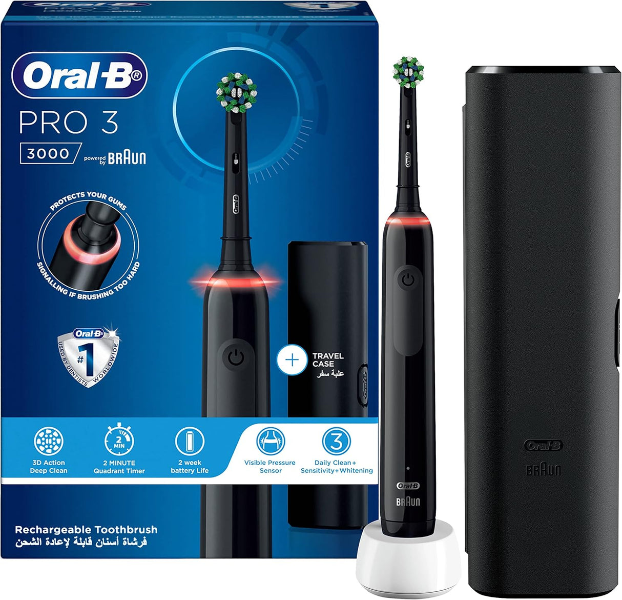 ORAL-B Pro 3000 Black Rechargeable Electric Toothbrush