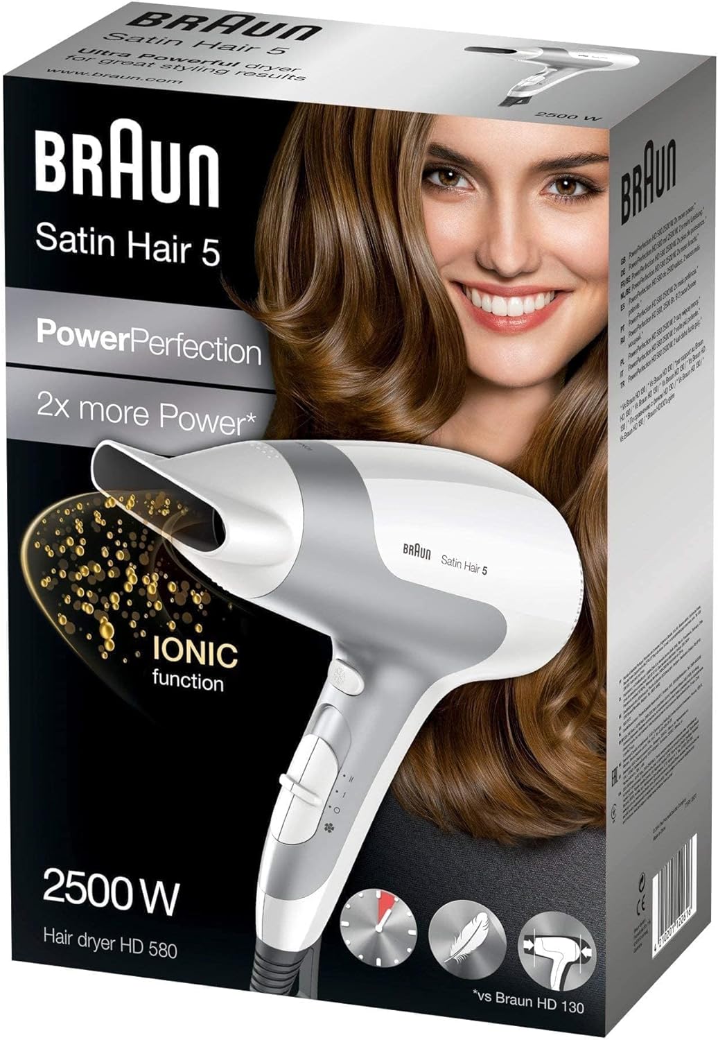 BRAUN HD580E Satin Hair 5 PowerPerfection Dryer BRHD580E