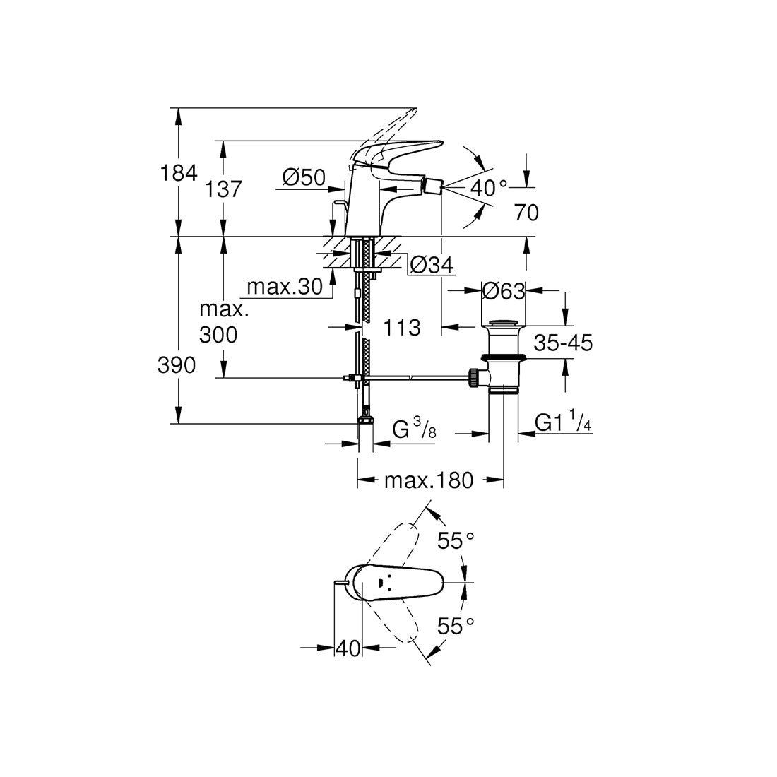 GROHE WAVE OHM BIDET 32288001 : Fattal Online Magnet Shop Lebanon