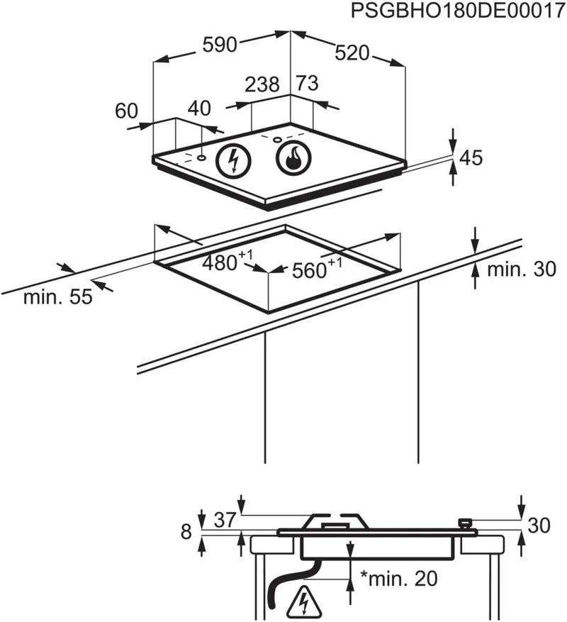 ELECTROLUX Gas Hob KGG6436K 60CM
