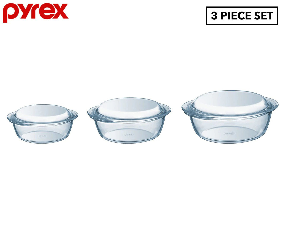 912S637 Essentials 3 Piece Glass Casseroles Set : Fattal Online Magnet Shop Lebanon