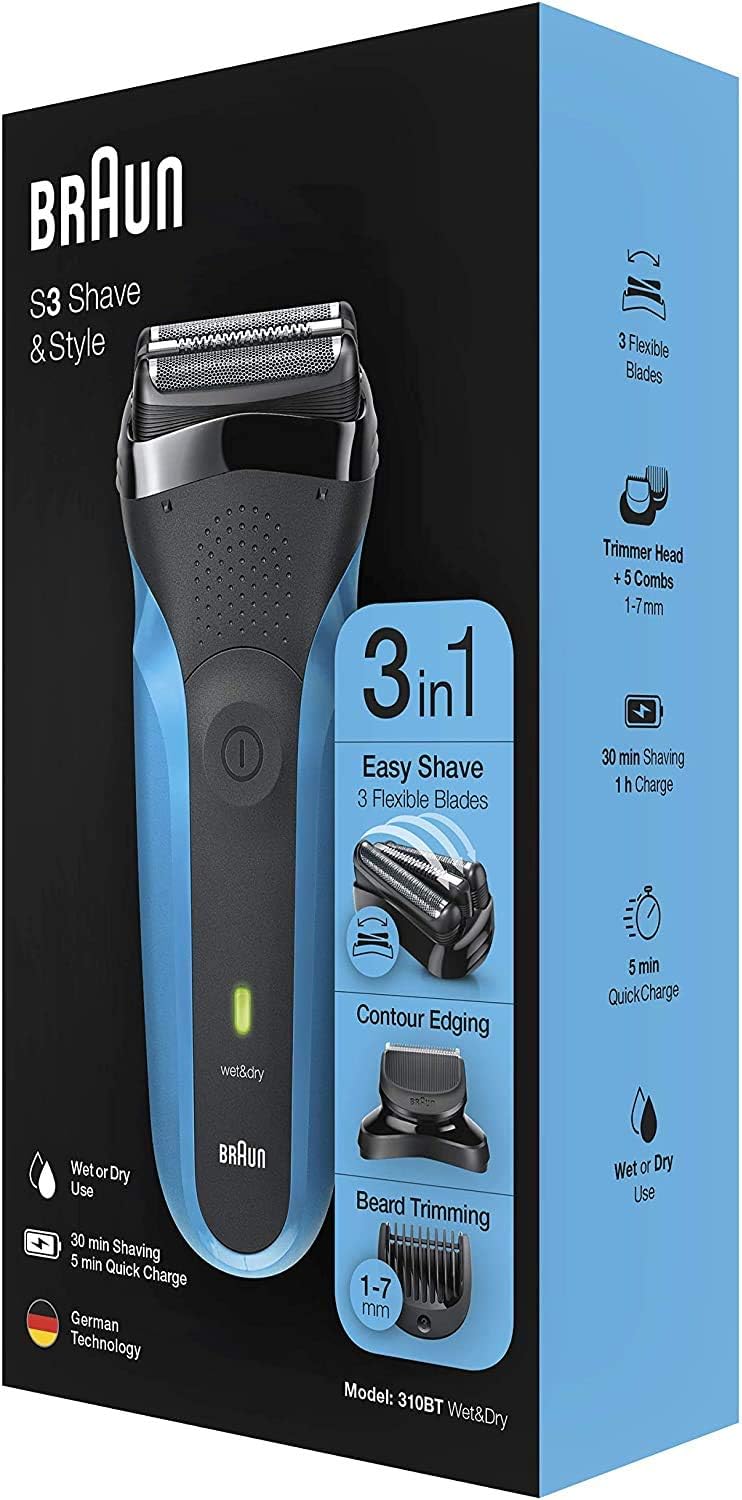 BRAUN Black & Blue Electric Shaver Series 310BT