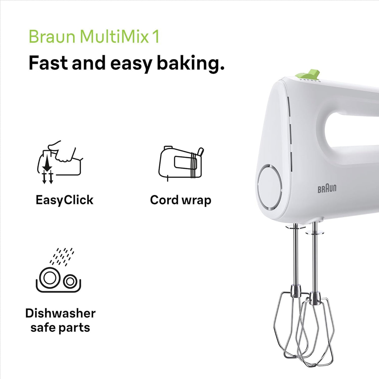 BRAUN MultiMix 1 White Hand Mixer HM1100