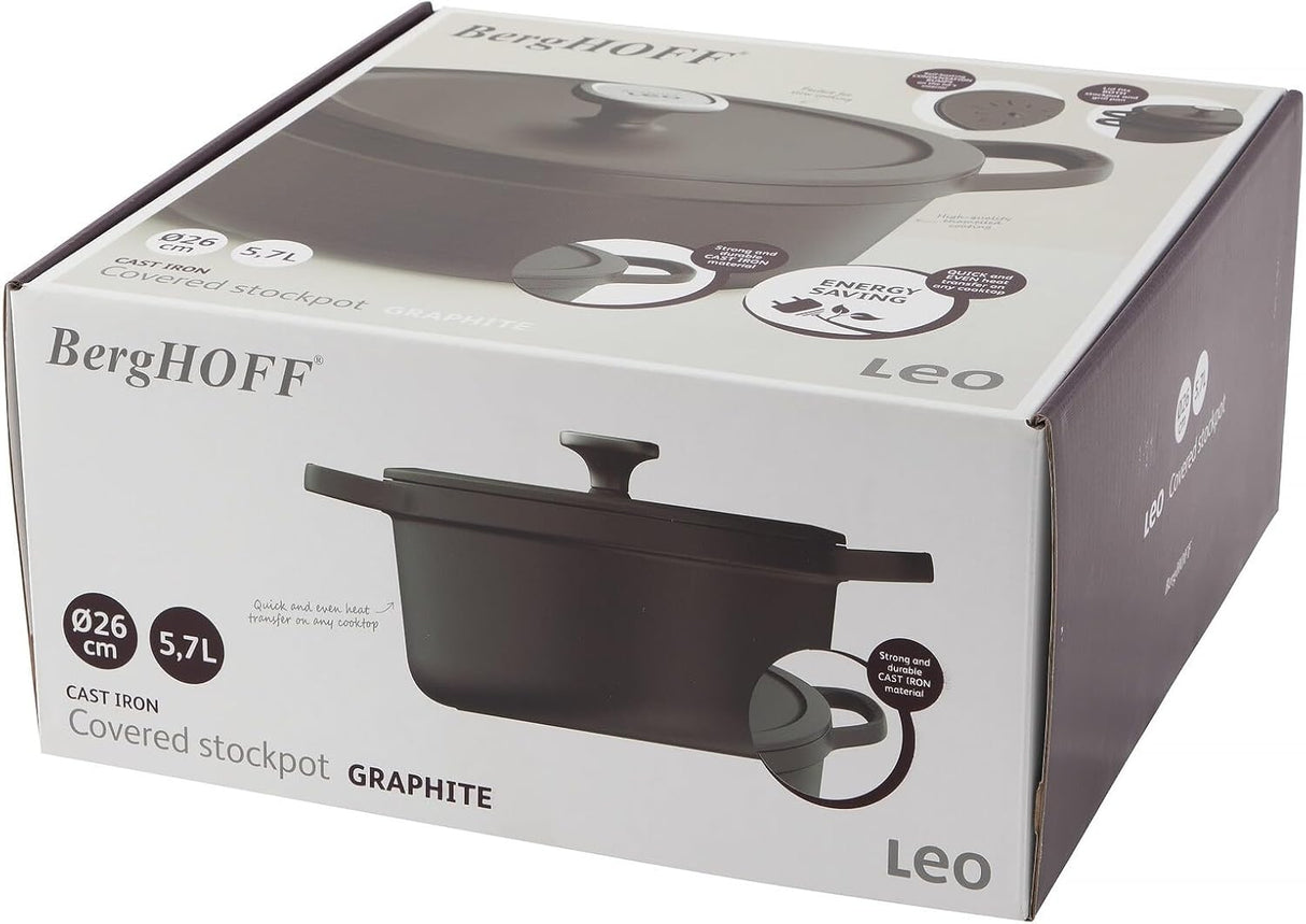 BERGHOFF Covered Stockpot Graphite Cast Iron 26cm 3950466