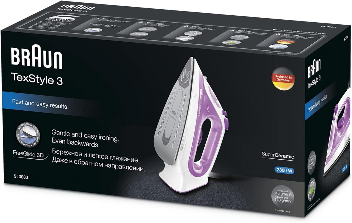 BRAUN Purple Steam Iron Text Style 3 12730010-SI3031