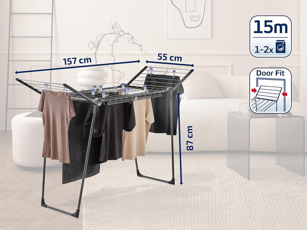 LEIFHEIT 81690 Standing Dryer Pegasus 150 Solid Black