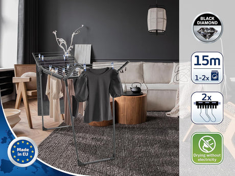 LEIFHEIT 81690 Standing Dryer Pegasus 150 Solid Black