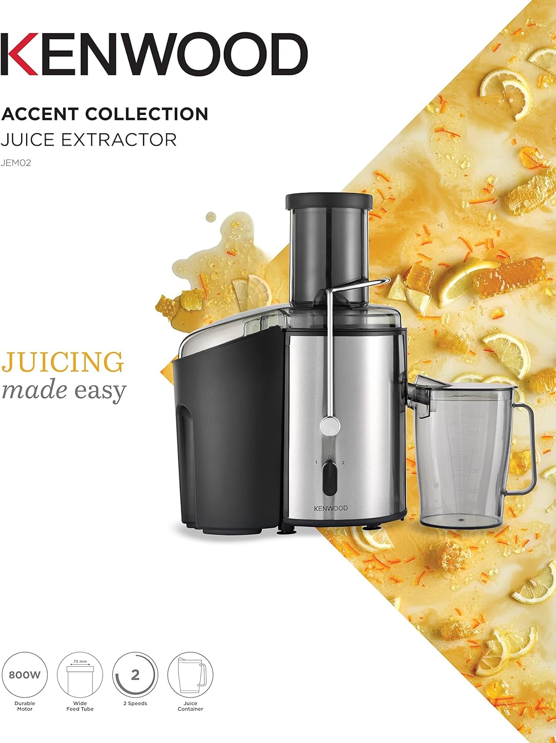 KENWOOD Black & Metal Juice Extractor JEM02.A0