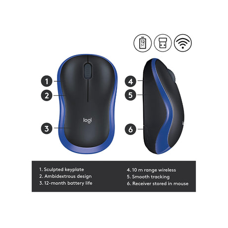 M185 Wireless Mouse Blue 910-002237