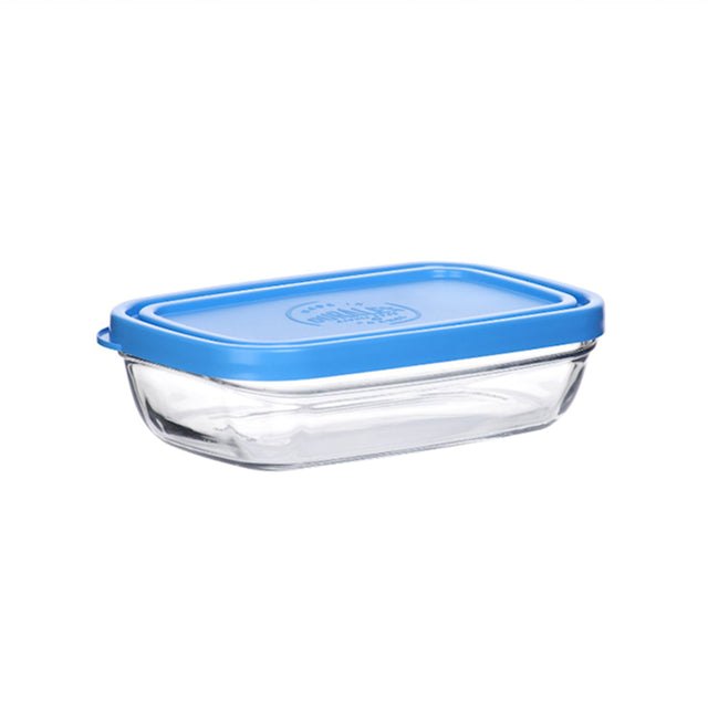 Rectangular Glass Storage 19 cm - 1,1L + Blue Lid : Fattal Online Magnet Shop Lebanon