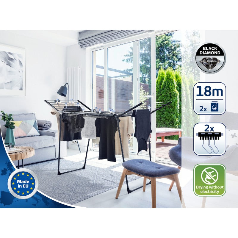 LEIFHEIT 81589 Standing Dryer Pegasus 180 Solid Black