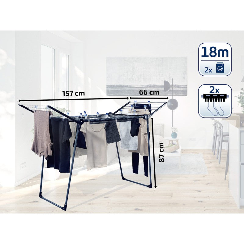 LEIFHEIT 81589 Standing Dryer Pegasus 180 Solid Black