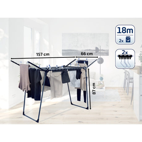LEIFHEIT 81589 Standing Dryer Pegasus 180 Solid Black