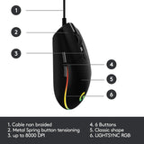 G203 LIGHTSYNC Corded Gaming Mouse Black 910-005796 : Fattal Online Magnet Shop Lebanon
